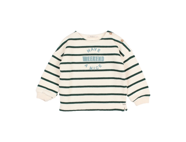 Sweater Strepen groen/ecru
