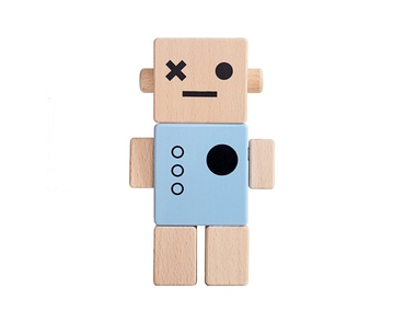 Houten robot blauw