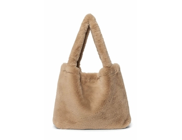 Hazelnut Faux Fur Mom Bag